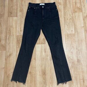 ABERCROMBIE & FITCH JEANS HIGH RISE FRONT SEAM SLIT SIZE 28 SKINNY BLACK GRUNGE
